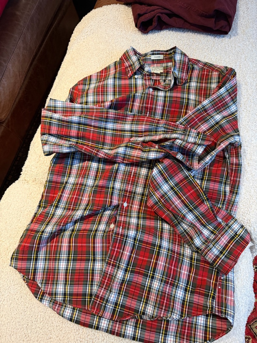 J. Crew Red Green Plaid Button-Down Shirt